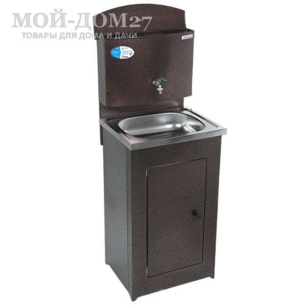 Умывальник без подогрева (Медь) нерж. мойка | Мой-Дом27 | Объем бака – 20 литров без нагревателя<br>
 Материал умывальника – сталь толщиной 0,7 мм<br>
 Мойка – нержавеющая сталь<br>
 Кран – металлический<br>
Поставляется в разобранном виде, в коробке 80*54*20 см с ручками